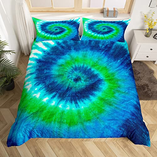 Krawatte Dye Bettbezug Set M Größe Dunkelblau Cyan Grün Bettwäsche Set Böhmen Aquarell Kunst Tröster Abdeckung Kinder Mädchen Jungen Frauen Weiche Atmungsaktive Quilt Cover,1 Kissenbezug