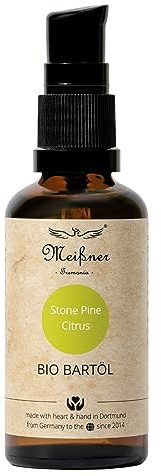 Meißner Tremonia - 50ml Bartöl Stone Pine Citrus - Bartöl Herren ohne künstliche Zusatzstoffe - veganes Beard Oil mit Bio-Jojobaöl für intensive Pflege - Bart Öl für die tägliche Bartpflege