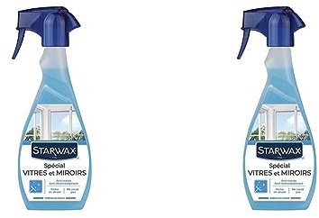 STARWAX Nettoyant Spécial Vitres et Miroirs - 500 ml - Idéal Contre la Poussière et la Pluie - Haute Teneur en Alcool - Séchage Rapide - Sans Traces - Pratique (Lot de 2)