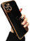 ZTOFERA Compatible with iPhone 15 Case for Girls Women, Flexible Silicone Protective Phone Case with Cute Love Heart Pattern Gold Edging Shockproof Bumper Cover for iPhone 15, Black
