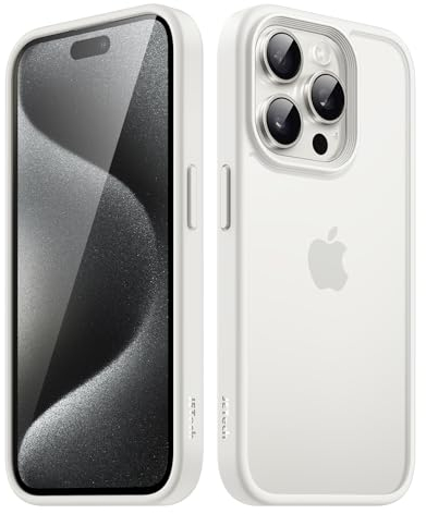 JETech Matte Case for iPhone 15 Pro 6.1-Inch, Shockproof Military Grade Drop Protection, Frosted Translucent Back Phone Cover, Anti-Fingerprint (White)