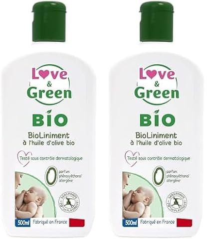 Love & Green BioLiniment certifié Bio Sans parfum - 500ml - Fabriqué en France (Lot de 2)