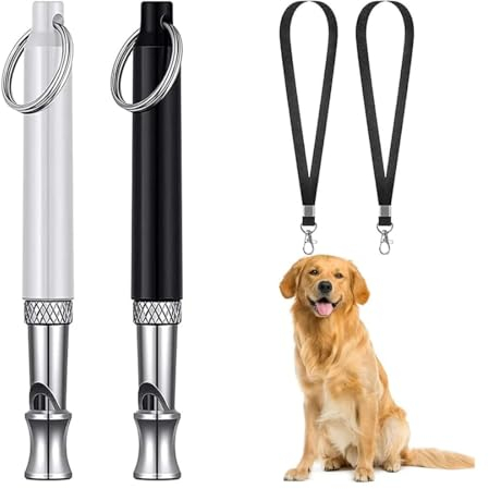 2 Stücke Hundepfeife, Ultraschall Hundepfeife Professionelle Ultraschall Pfeife, zum Stoppen des Bellens Professionelle Edelstahl einstellbare Hochfrequenz Whistle für Hundeausbildung,zum mit Lanyard