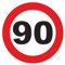 Autocollant Sticker Limitation de Vitesse Autocars Cercle Rouge - Tracteur Poids Lourds Disque limitation Vitesse Camion 90 KM/H adhésif - 10 cm Diamètre