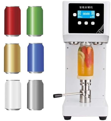Elektrischer Dosenverschließer, Dosenverschließer, Kaliber 55 mm, höhenverstellbarer Flaschenverschluss für Milch, Tee, Kaffee, Pop,White
