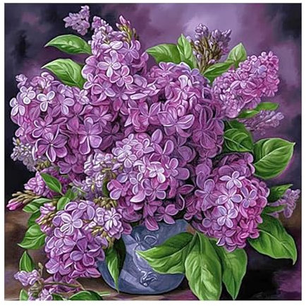 SHEGZHUC 30x30cm Diamond Painting Blumen Flieder Diamond Painting Blumen in Vase Blumenstrauß Diamond Painting Lila Blumen Diamant Malerei Kunst Stickerei Kreuzstich Bilder Geschenk Wanddekoration