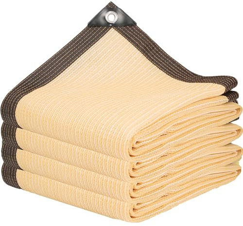 CAQXAQP Beige Filet d'ombrage Balcon Voile d'ombrage Rectangulaire,2X2m Toile Ombrage Exterieur Filet Protection Solaire 85% Anti UV pour Patio Protection Jardin Serre Pergola Potager