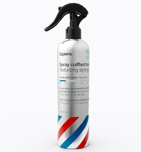 Sapiens Barbershop Sea Salt Spray x2 - Eau de Mer Cheveux Bio - Eau Coiffante Enrichie en Kératine - Sel de Mer Cheveux Fabriqué en France - Coiffant Homme Parfum Frais Marin