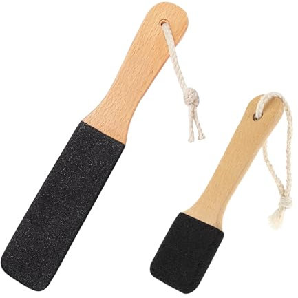 2PC Foot File Pumice Stone and Callus Remover,Foot Rasp Pumice Stone for Feet,Foot Scrubber with Wooden Handle,Exfoliator Pedicure Tool for Dead Skin,Foot Cracked Heels,Hard Skin