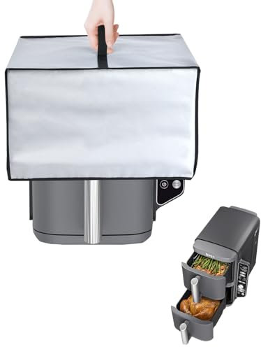 NUENSS-ROR Air Fryer Cover Waterproof Heat-Resistant Dust-proof Cover Case Heavy Duty Thickened Cover Lid Compatible with Ninja SL401 DoubleStack XL 2-Basket Air Fryer (20.5D×12.5W×15H) (Silver)