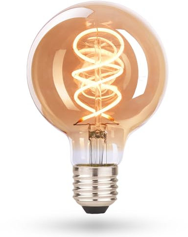 CROWN LED Glühbirne E27 Vintage - Warmweiße Edison-Lampe aus Glas - Energieeffizient E-Klasse - Entspricht 38W Glühlampe - Ideal für Zuhause und Dekorative Nostalgie Retro-Beleuchtung - 14,2x6,4 cm