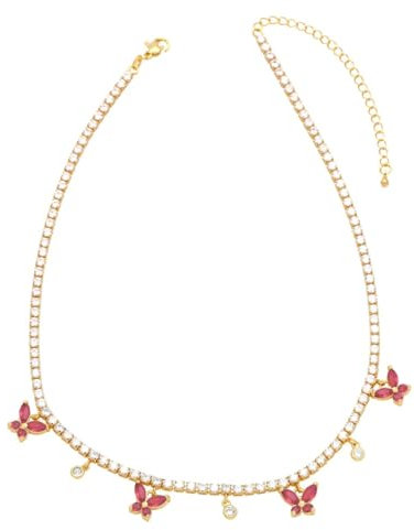 Collar Colgante Cadena Hombre Mujer Joyas Necklace Collares para Mujer Fucsia