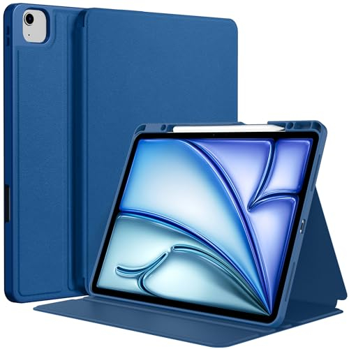 EasyAcc Hülle für iPad Air 13 Zoll M3 /M2 2025/2024, Dünn Folio Ständer Tablet Schutzhülle, Multi-Winkel Betrachtung - Meeresblau