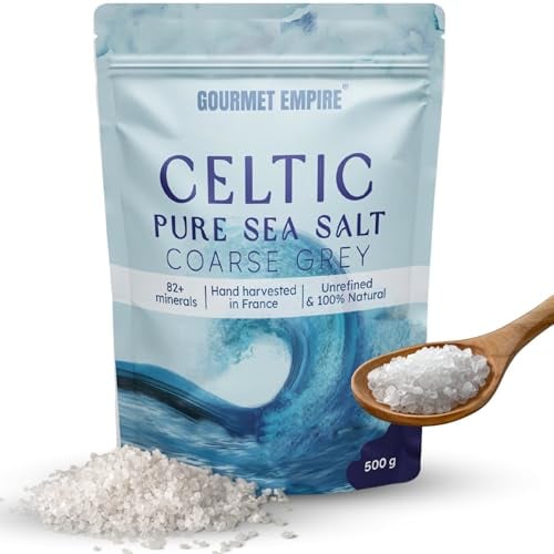Celtic Salt Organic – 500g Pure Unrefined Celtic Sea Salt Hand-Harvested in France – 82 Minerals Crystal in Ziplock Foil Packaging – Non-GMO, No Additives – Authentic Celtic Salt