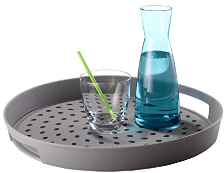 Serviertablett Dekotablett | Kunststoff | Grau | Ø 38,5 cm | rutschfest