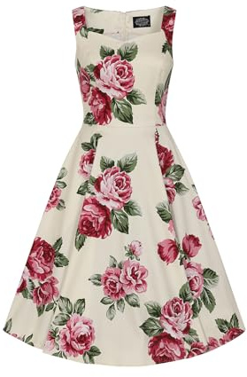 Hearts & roses London Swing Kleid Frances Floral Retro Vintage Rosen 50er, Größe:M