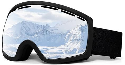 Skibrille Herren, Skibrille, Skibrille Damen, Jugend, Sicherheit und Komfort, Anti-Beschlag, Wind- und Sandschutz, UV-Schutz, Geeignet für den Einsatz beim Skifahren, Bei Regen und Schnee(schwarz)