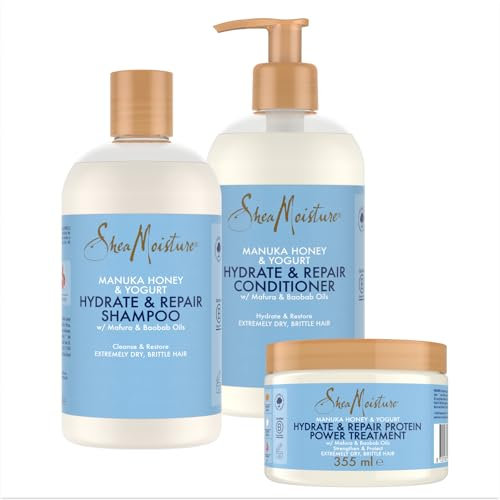 Shea Moisture Manuka Honey & Yoghurt Set mit Treatment 1x 355ml, Conditioner 1x 384ml, Shampoo 1x 384ml