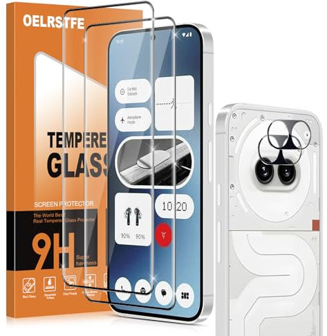 Oelrstfe 2 Vetro Temperato per Nothing Phone (2a) /Phone (2a) Plus + 2 Pellicola Prottetiva Fotocamera, Anti Graffio, Durezza 9H,Ultra Resistente,Ultra Trasparente,Senza Bolle,Protezione Schermo