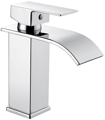 Rubinetto per lavabo, a cascata per lavabo, rubinetto da bagno, miscelatore monocomando per ospiti, WC con beccuccio, altezza 110 mm, cromato