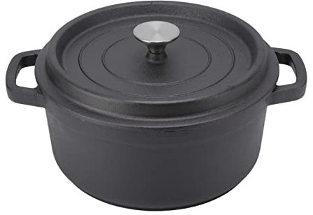 Grande casserole de cuisine en fonte, poignée à double boucle 30 x 24 x 15 cm, fond plat pour ragoût, soupe, friture, pâtisserie