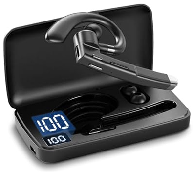 Sungive Bluetooth 5.3+EDR Kopfhörer mit Haken (L/R) – 360° Drehung,Hi-Fi Sound,Leicht 13g,Wasserdicht,Geräuschreduzierung,Lange Akkulaufzeit,Kompatibel mit iOS/Android,Telec-Zertifiziert.(Schwarz)