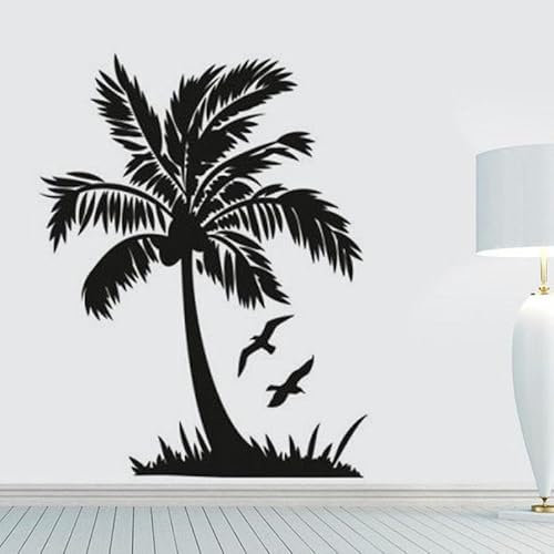 Flying Bird and Palm Tree Wall Sticker Seaside Scenery Bathroom Home Decor DIY Vinyl Removable Bedroom Decoration Wall Art Mural 55x43cm