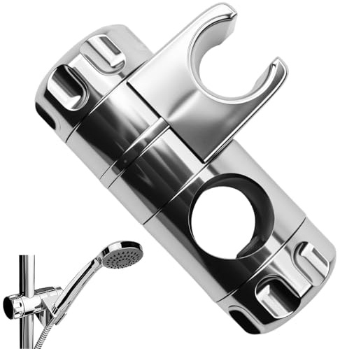 Shower Head Holder Replacement Adjustable Shower Bracket Chrome Plated ABS Material Bathroom Bracket for Handheld Showerheads to Fit 25mm Riser Rail