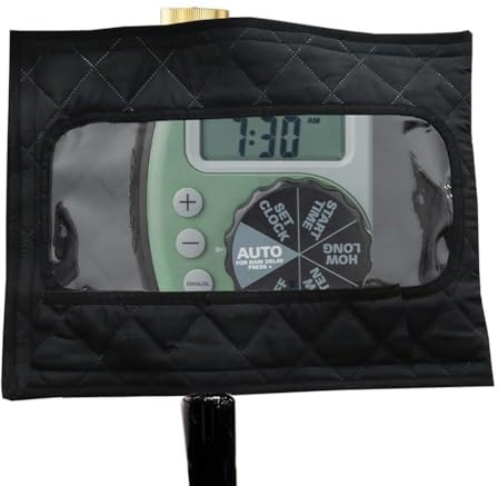 FUANA Oxford - Cubierta para temporizador de riego de manguera de tela con ventana frontal transparente, temporizadores de grifo para exteriores, 31 x 40,4 cm