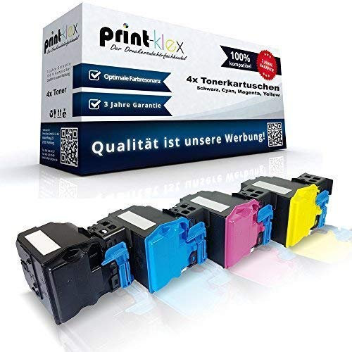 4X Print-Klex Tonerkartuschen kompatibel für Konica Minolta Magicolor-4750-DN Magicolor-4750-EN - XXL Toner Patronen - Drucker Patronen