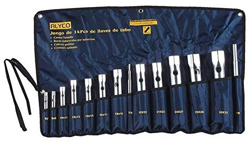 Alyco - Juego de 12 Llaves de Tubo Estampadas, 6 x 7-30 x 32 mm, en Bolsa de Nylon - 191575