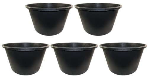 5X Mörtelkübel DEWEPRO® - Mörteleimer - Mörtelwanne - Baueimer - Mörtelkasten für Garten und Baustelle, rund 65 Liter