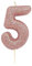 Anniversary House Metallic Rose Gold Glitter Candle, Number 5, 5th Birthday Cake Topper, 7 Centimeters, AHC50/5