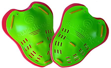 Palas de Natación Advanced Stroke, Dobles Palas Swimtonic ergonómicas y Confortables.Fuerza, técnica, Todos los Estilos, Triatlón, Sincro, Aquafitness... (Verde/Rosa)