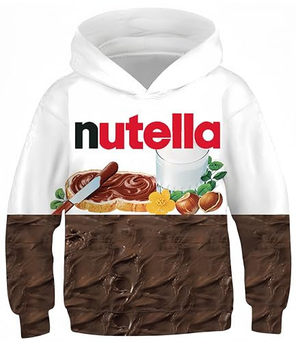 Ocean Plus Jungen Kapuzenpullover Bunt Teens Hoodie Kinder Langarm Pulli mit Kapuzen Sweatshirt Unisex Pullover (S (Körpergröße: 125-130cm), Schokoladensauce)
