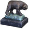 Antike Fundgrube Bronzefigur Tierfigur Skulptur Bär aus Bronze auf Marmorsockel H: 16 cm (8722)