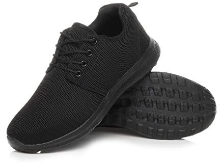 AJVANI lace up Casual Gym Running Fitness Sport Trainers Shoes Sneakers Size 10 44 Black