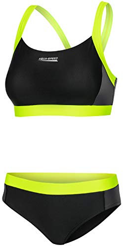 Aqua Speed Naomi Tankini pour Dames | Deux pièces | Tissu Vita | Résistant au Chlore et à la crème/Huile Solaire | 16. Noir - Vert Clair | Taille: 38