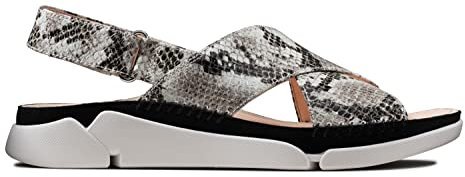 Clarks Tri Alexia, Sandales Bride arrière Femme, Beige (Grey Snake Grey Snake), 35.5 EU