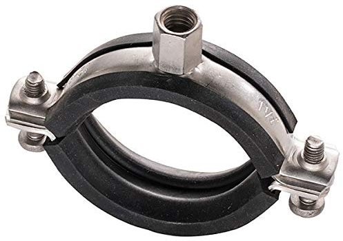 5 Stück - Edelstahl Schraubrohrschelle massiv mit Anschluss V4A M8/10 Spannbereich 26-30mm (3/4) mit Schalldämmung - qpool24