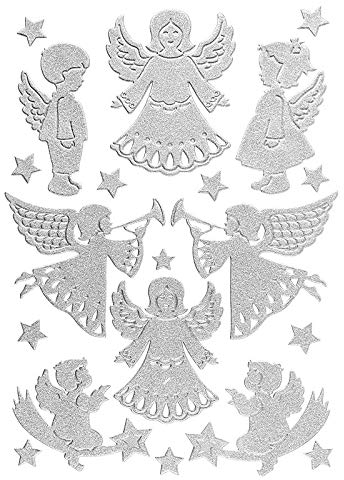 Ideen mit Herz 3-D Sticker Deluxe | Winter & Weihnachten | Erhabene Aufkleber | ideal für Weihnachts-Deko & Weihnachtskarten basteln | Bogengröße: 21 x 30 cm (Engel | silber)