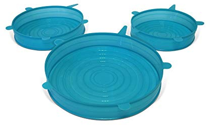 Durandal 3 Pack Universal Dehnbare Silikondeckel & Wiederverwendbar - Abdeckhauben für Lebensmittel - Deckel für Dosen - Silikondeckel für Gläser - Verschiedenen Größen - für Schüsseln, Becher, Dosen