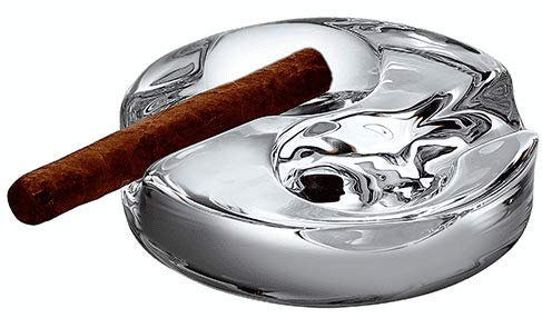 Topkapi elite Altruist White – Kristall Glas Aschenbecher für Zigarren, mit Doppel-Ablage, Handgefertigt, Ø 15 cm