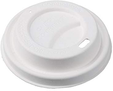 DeinPack Bagasse Coffee to Go Deckel für Trinkbecher Ø 80mm I 200 Deckel für Pappbecher aus Zuckerrohr 100% biologisch abbaubar, kompostierbar, recycelbar I Trinkloch Becherdeckel flach weiß