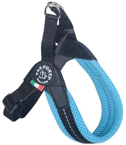Tre Ponti Geschirr Easy Fit Soft Mesh Verstellbarer Bauchgurt, Farbe:hellblau, Größe:Gr.1.5/30-40 cm/bis 4 kg