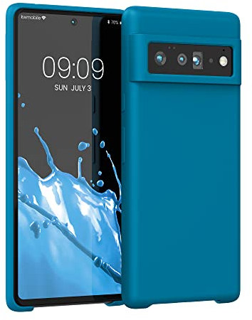 kwmobile Hülle kompatibel mit Google Pixel 6 Pro Hülle - Silikon Handy Case - Handyhülle weiche Oberfläche - kabelloses Laden - Karibikblau
