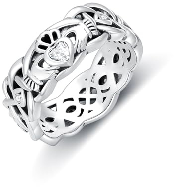 Seiyang Irische Herz Claddagh Ring mit AAA Zirkonia Irische Damen Ringe Silber 925 (5-12)