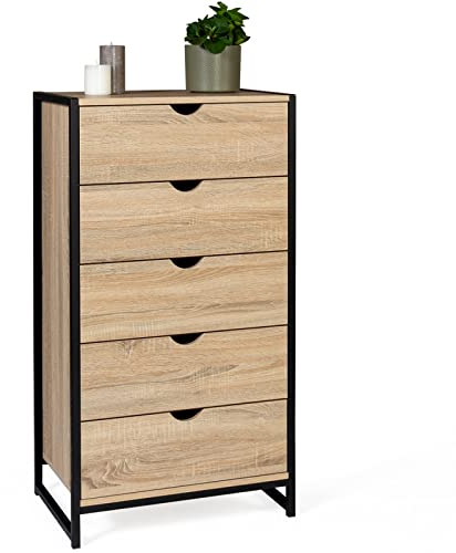 IDMarket – Chifón 5 cajones Detroit 60 cm Cómoda semanal, diseño industrial
