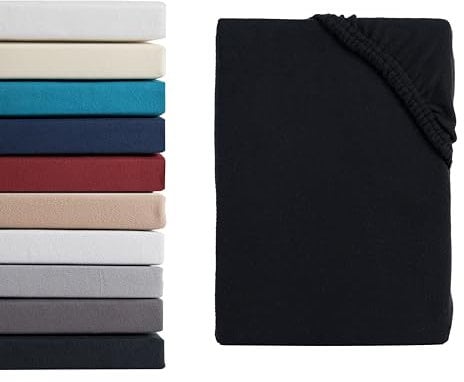 Hometex Premium Textiles Mikroflausch Boxspringbett Spannbettlaken | Spannbetttuch Teddyflausch 100% Mikrofaser | Oeko-TEX®Standard 100 - In vielen Größen und Farben | 180-200 x 200-220 cm Schwarz