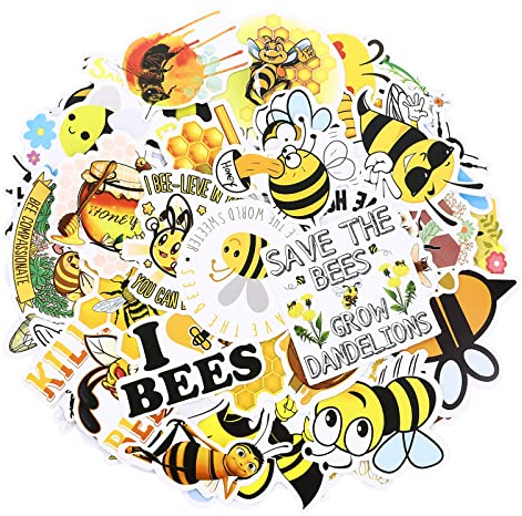 cobee Honigbienen Aufkleber, 100 Stück Cartoon Bienen Aufkleber wasserdicht Vinyl Aufkleber DIY Deko Aufkleber für Laptop Computer Kinder Teenager